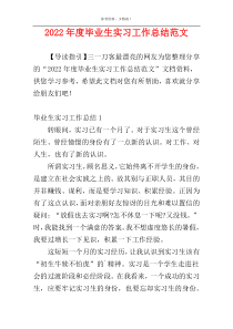2022年度毕业生实习工作总结范文