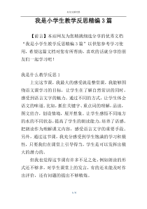 我是小学生教学反思精编3篇