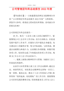 公司管理层年终总结报告2022年度