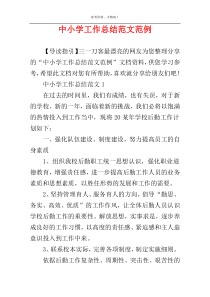 中小学工作总结范文范例