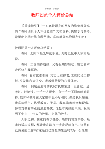 教师团员个人评价总结