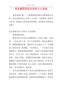党支部团员民主评价个人总结