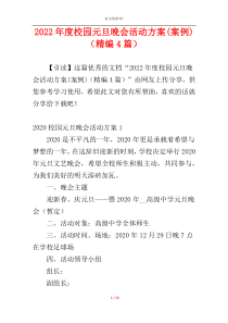 2022年度校园元旦晚会活动方案(案例)（精编4篇）