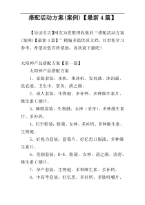 搭配活动方案(案例)【最新4篇】