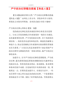 严守政治纪律整改措施【热选4篇】