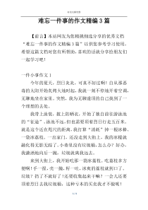 难忘一件事的作文精编3篇