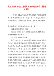 落实巡察整改工作情况的报告集合（精选4篇）