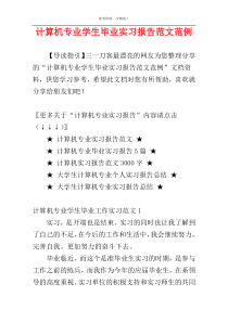 计算机专业学生毕业实习报告范文范例