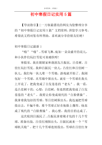 初中寒假日记实用5篇