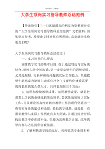 大学生顶岗实习指导教师总结范例