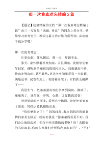 那一次我真难忘精编2篇