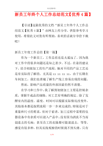 新员工年终个人工作总结范文【优秀4篇】
