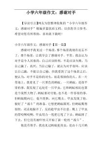 小学六年级作文：感谢对手