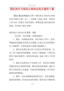 团队执行力培训心得体会范文通用5篇
