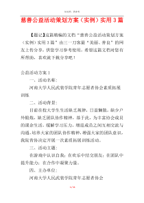 慈善公益活动策划方案（实例）实用3篇