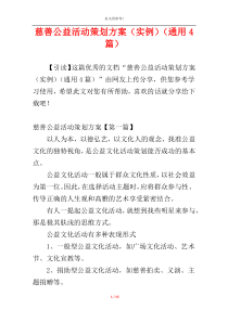 慈善公益活动策划方案（实例）（通用4篇）