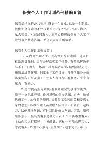 保安个人工作计划范例精编5篇