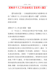 采购员个人工作总结范文【实用4篇】