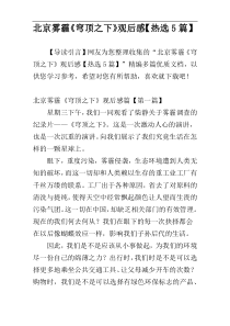 北京雾霾《穹顶之下》观后感【热选5篇】