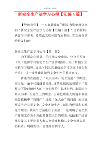 新安全生产法学习心得【汇编4篇】
