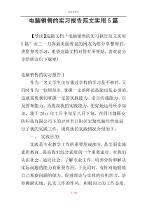 电脑销售的实习报告范文实用5篇