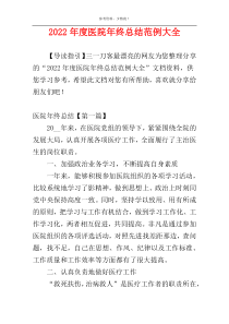 2022年度医院年终总结范例大全