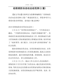 结核病防治活动总结范例(2篇)