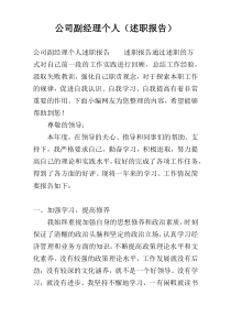 公司副经理个人（述职报告）