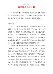 精品期待作文5篇