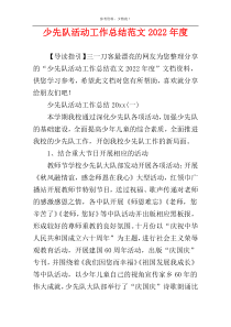 少先队活动工作总结范文2022年度