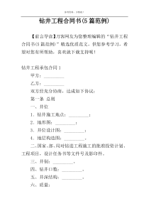 钻井工程合同书(5篇范例)