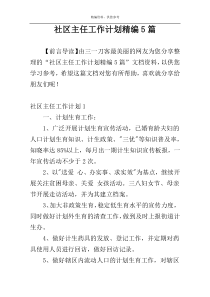 社区主任工作计划精编5篇