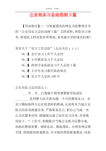 公安局实习总结范例3篇