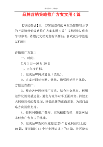 品牌营销策略推广方案实用4篇