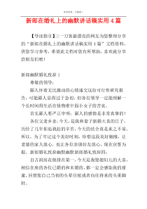 新郎在婚礼上的幽默讲话稿实用4篇