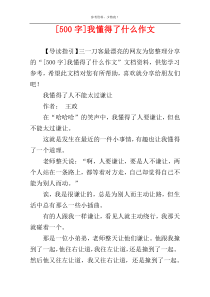 [500字]我懂得了什么作文
