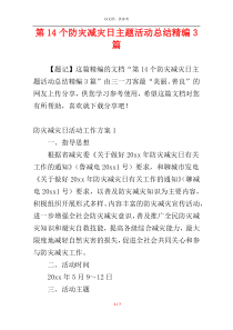 第14个防灾减灾日主题活动总结精编3篇