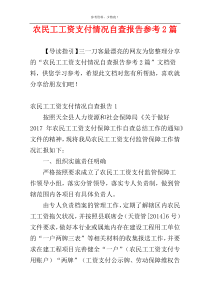 农民工工资支付情况自查报告参考2篇