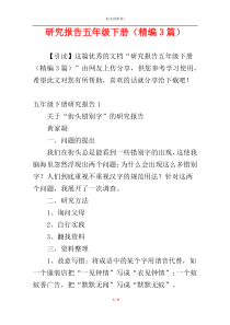 研究报告五年级下册（精编3篇）