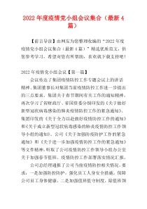 2022年度疫情党小组会议集合（最新4篇）