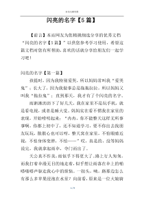 闪亮的名字【5篇】