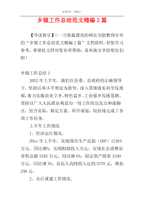 乡镇工作总结范文精编2篇