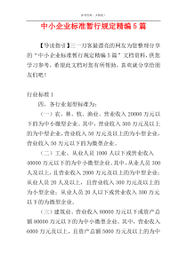 中小企业标准暂行规定精编5篇