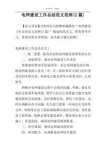 电网建设工作总结范文范例(2篇)