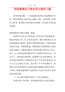 网络营销实习报告范文通用4篇