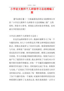 小学语文教师个人研修学习总结精编2篇