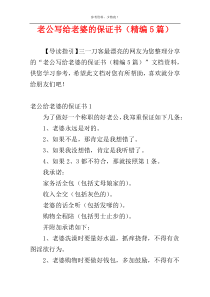 老公写给老婆的保证书（精编5篇）