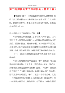 努力构建社会主义和谐社会（精选5篇）