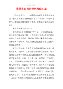 模具实训报告范例精编5篇