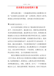 实训报告总结范例5篇